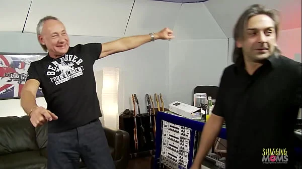 The radio show host takes a break to have a rough anal threesome with the blonde milf