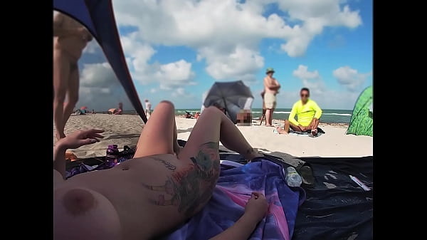 Exhibitionist Wife 511 - Mrs Kiss gives us her NUDE BEACH POV view of a VOYEUR JERKING OFF in front of her and several other men watching!